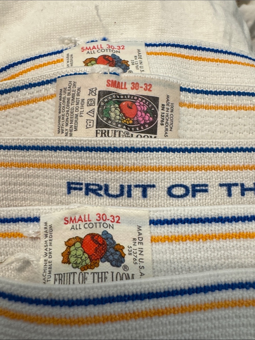 NOS Vintage S 30-32 Fruit of the Loom White Deadstock Briefs US made 3 prs